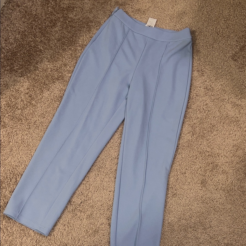 SHEIN Light Blue Cropped Wide-Leg Pants
